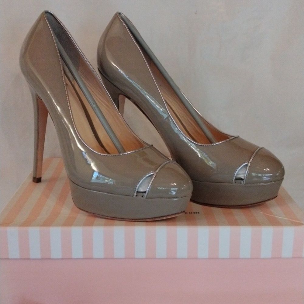 Footcandy Taupe Patent Platform Pump